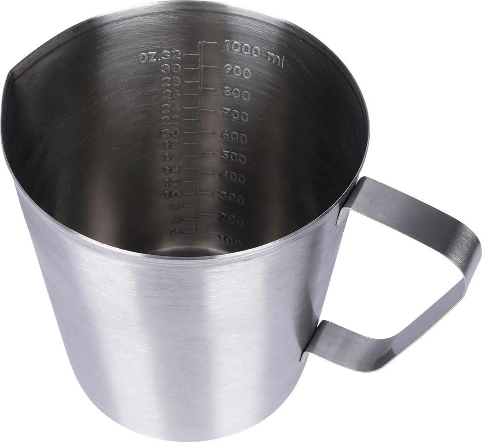 Messbecher aus Edelstahl – 1 L mit Griff & Ausguss